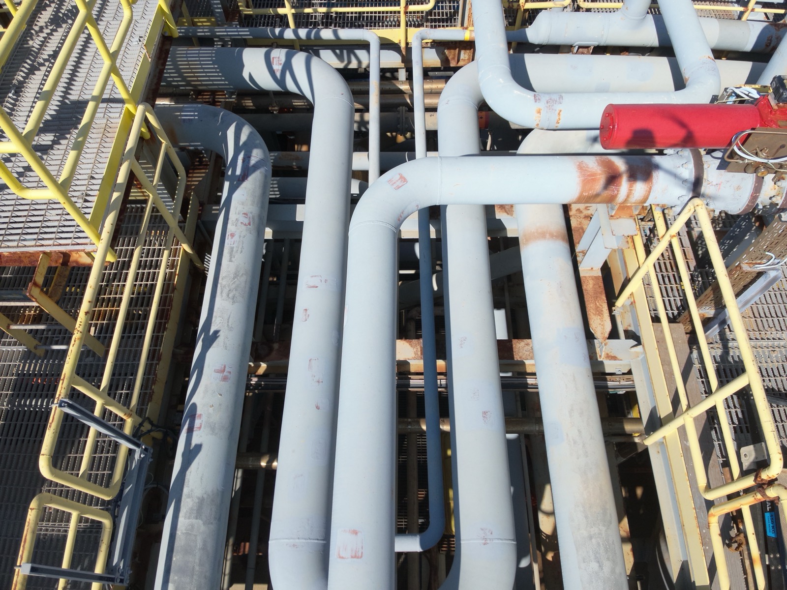 Aerial view of topside process piping